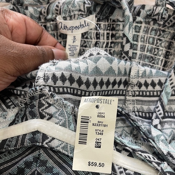 Aeropostale Womens Dress Size S Petite Green Aztec Print Spaghetti Strap Mini - Picture 7 of 11